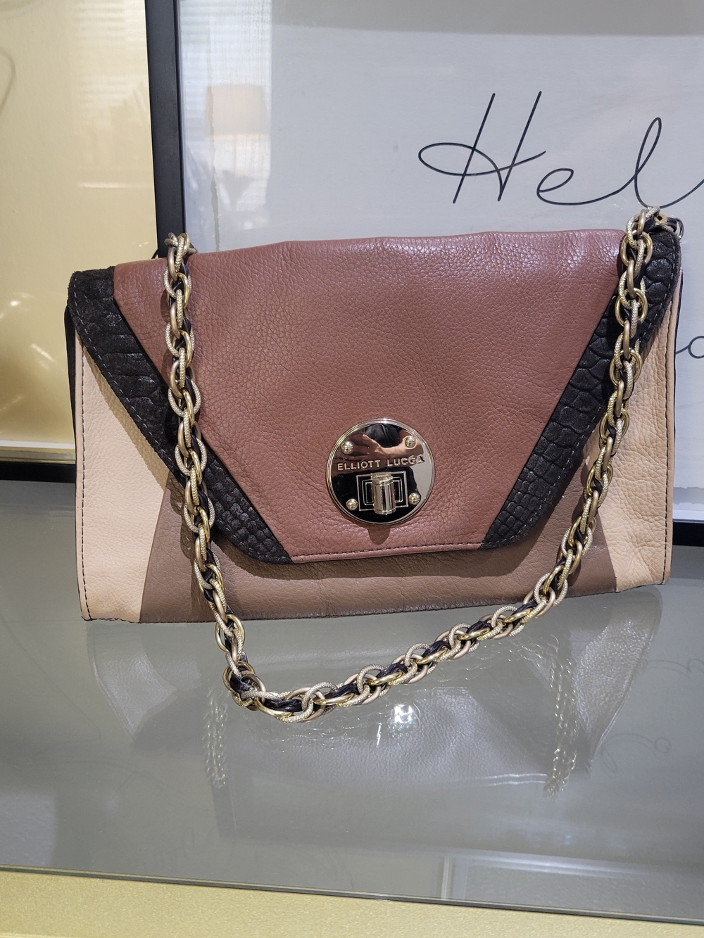 Elliott Lucca Blush Taupe Cream Chain-Handle Shoulder Bag
